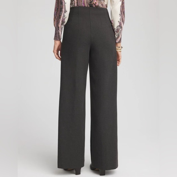 Chico’s NWT Pleated Trouser Pants Gray size 3 XL 16 Wide Leg High Waist Rise - Picture 2 of 7